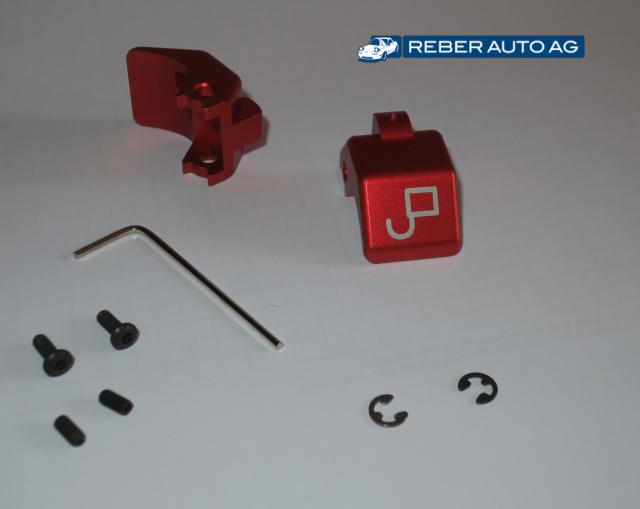 Mazda MX-5 NA NB NBFL Verdeckverschlussnocken Reparatursatz rot – CNC-Aluminium rot eloxiert mit weissem Schloss-Symbol 1990-2005