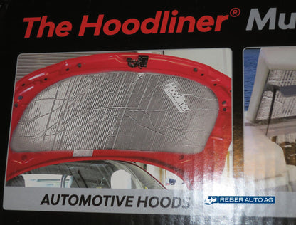 Detailansicht Dynamat Isoliermatte montiert auf Motorhaube Mazda MX-5 NA NB NBFL 1990-2005 – selbstklebende Schall- und Wärmedämmung, benzin- und motorölfest
