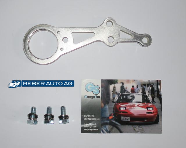 GarageStar Abschleppöse Motorsport vorne Aluminium gebürstet für Mazda MX-5 NA NB NBFL (1990–2005) GSTHFRONTV3
