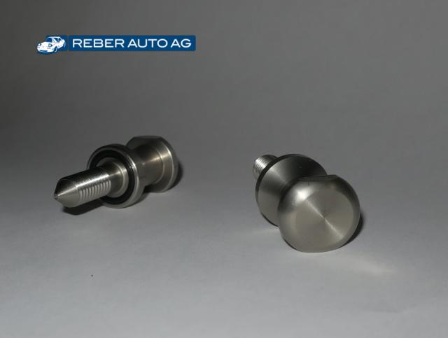 Mazda MX-5 Haltebolzen Set Hardtop matt gebürstet Detail-Ansicht – geschlossene Oberseite und angefaste Flanke, SW16, NA NB NBFL 1990-2005

