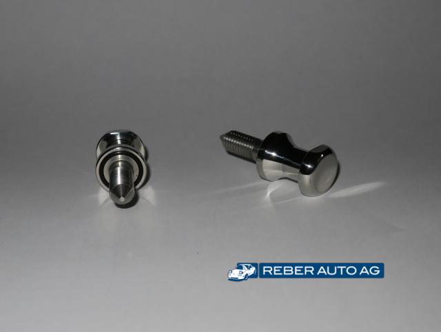 Mazda MX-5 Haltebolzen Set Hardtop poliert NA NB NBFL 1990-2005 – 2-teiliges Set, oben geschlossen, seitlich angefast, SW16
