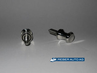 Mazda MX-5 Haltebolzen Set Hardtop poliert NA NB NBFL 1990-2005 – 2-teiliges Set, oben geschlossen, seitlich angefast, SW16
