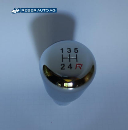 Mazda MX-5 NA/NB/NBFL/NC/NCFL Schaltknauf Chrom 5-Gang – Detailansicht Schaltschema und Schaltkulisse, passend für alle Modelle mit 5-Gang-Getriebe (1990–2014).
