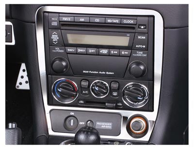 Mazda MX-5 NB/NBFL Chromumrandung Mittelblende – Selbstklebendes Set für Mittelblende, Radio und Schaltkulisse (1998–2005).
