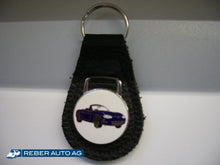Mazda MX-5 NB Schlüsselanhänger aus Leder in Blau – mit MX-5 NB Abbildung, kompaktes Accessoire.
