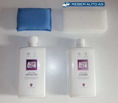 Mazda MX-5 Pflegeset Stoffverdeck AutoGlym – Verpackungsinhalt Reiniger und Imprägnierspray
